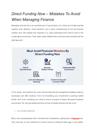 direct funding now mistakes to avoid when