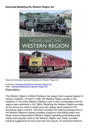 Download Modelling the Western Region full