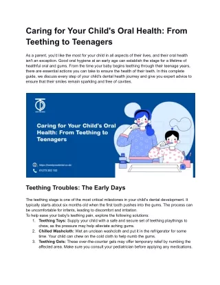 Caring for Your Child's Oral Health | TwentyOne Dental
