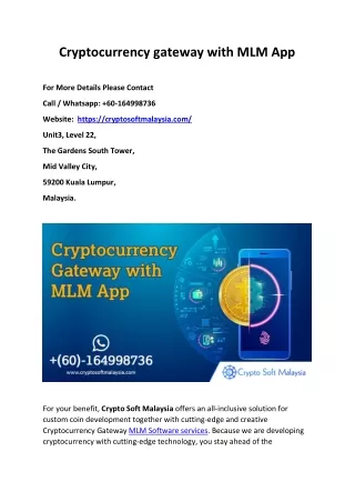 Cryptocurrency gateway with MLM App