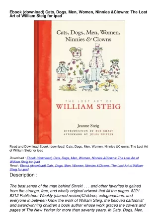 Ebook (download) Cats, Dogs, Men, Women, Ninnies & Clowns: The Lost Art of William Steig for ipad