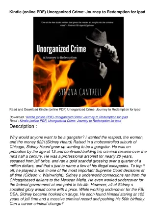 Kindle (online PDF) Unorganized Crime: Journey to Redemption for ipad