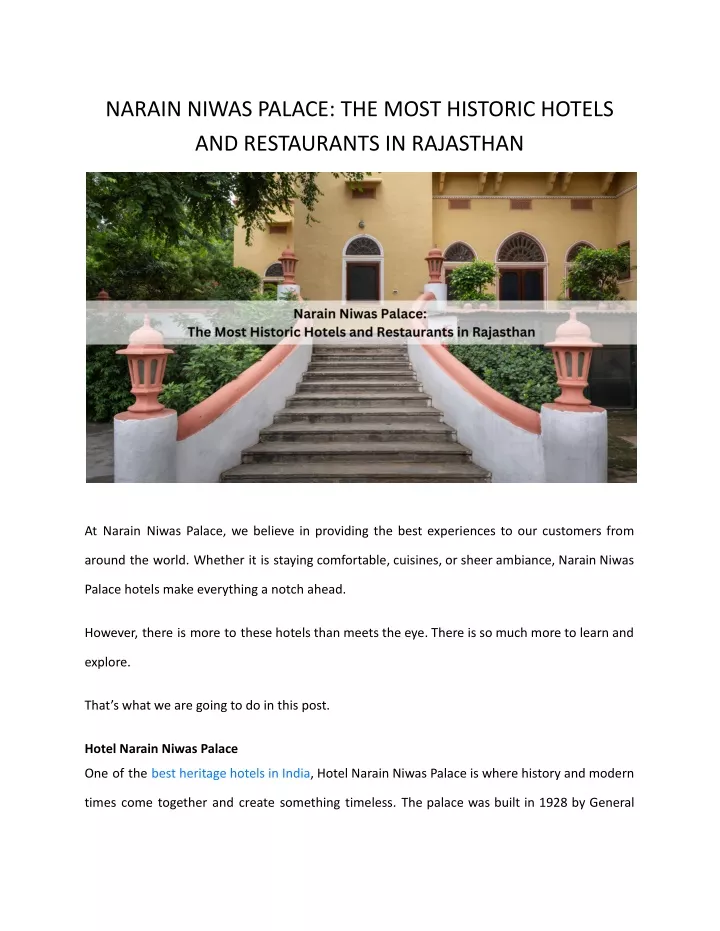 narain niwas palace the most historic hotels