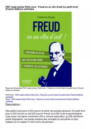 PDF (read online) Petit Livre - Freud en un clin d'oeil (Le petit livre) (French Edition) unlimited