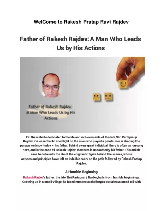 Father of Rakesh Rajdev: A Man Who Leads Us by His Actions