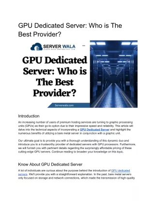 GPU Dedicated Server_ Who is The Best Provider_