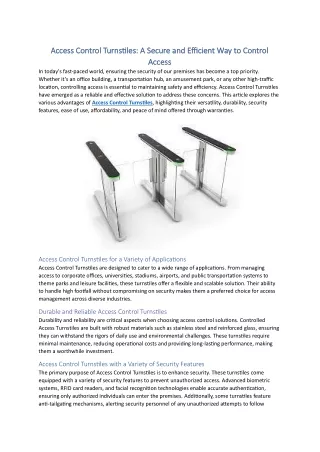 Access Control Turnstiles A Secure and Efficient Way to Control Access