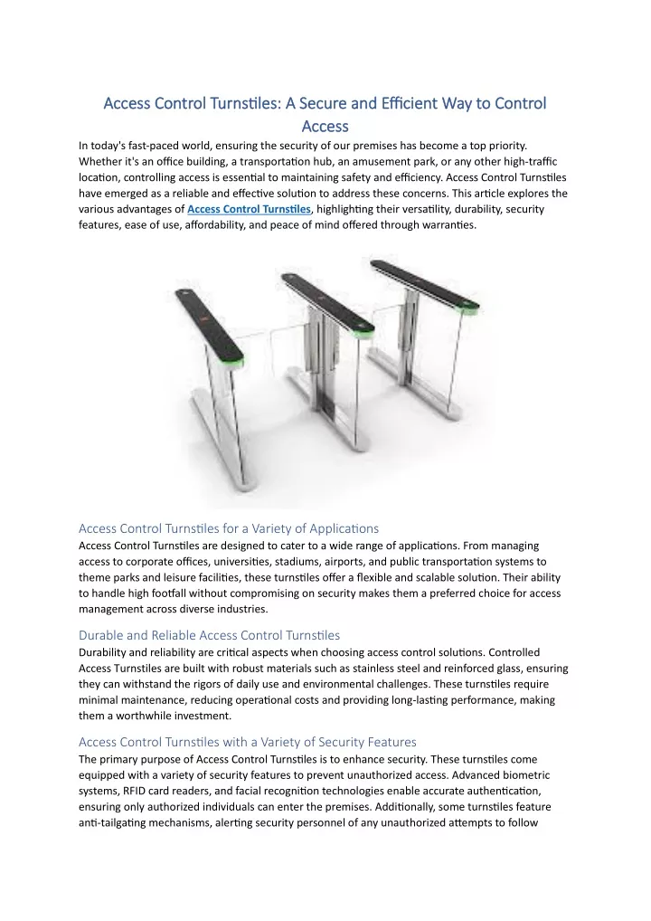access control turnstiles a secure and efficient