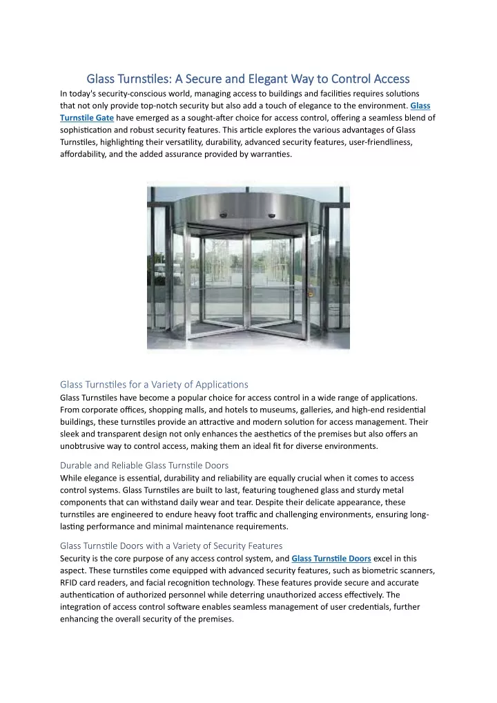 glass turnstiles a secure and elegant