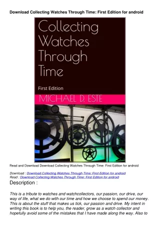 Download Collecting Watches Through Time: First Edition for android
