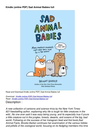 Kindle (online PDF) Sad Animal Babies full