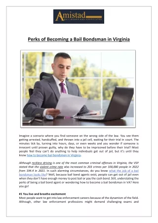 Perks of Becoming a Bail Bondsman in Virginia