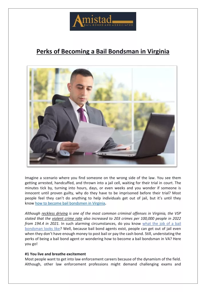 perks of becoming a bail bondsman in virginia