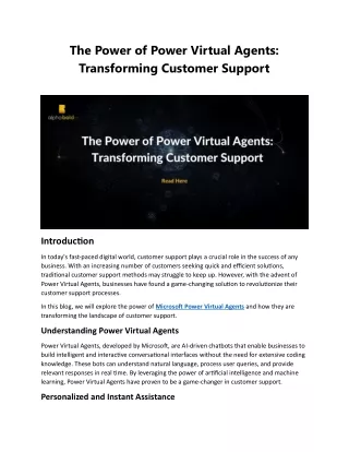 the power of power virtual agents transforming
