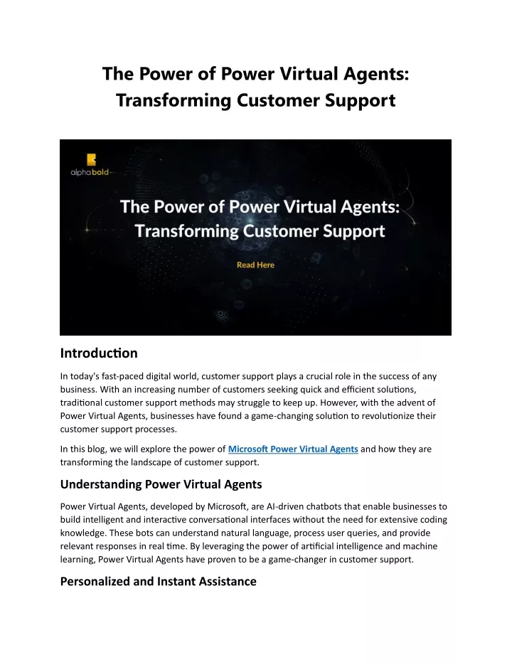 the power of power virtual agents transforming