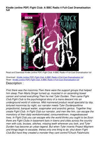 Kindle (online PDF) Fight Club: A BBC Radio 4 Full-Cast Dramatisation full