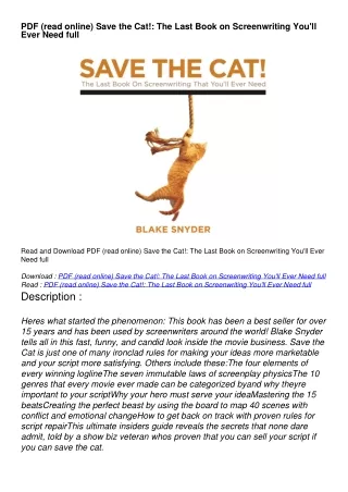 PDF (read online) Save the Cat!: The Last Book on Screenwriting You'll Ever Need full