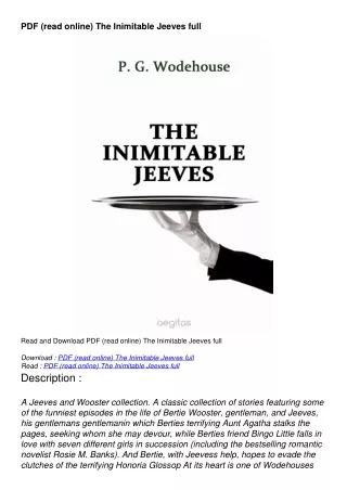 PDF (read online) The Inimitable Jeeves full