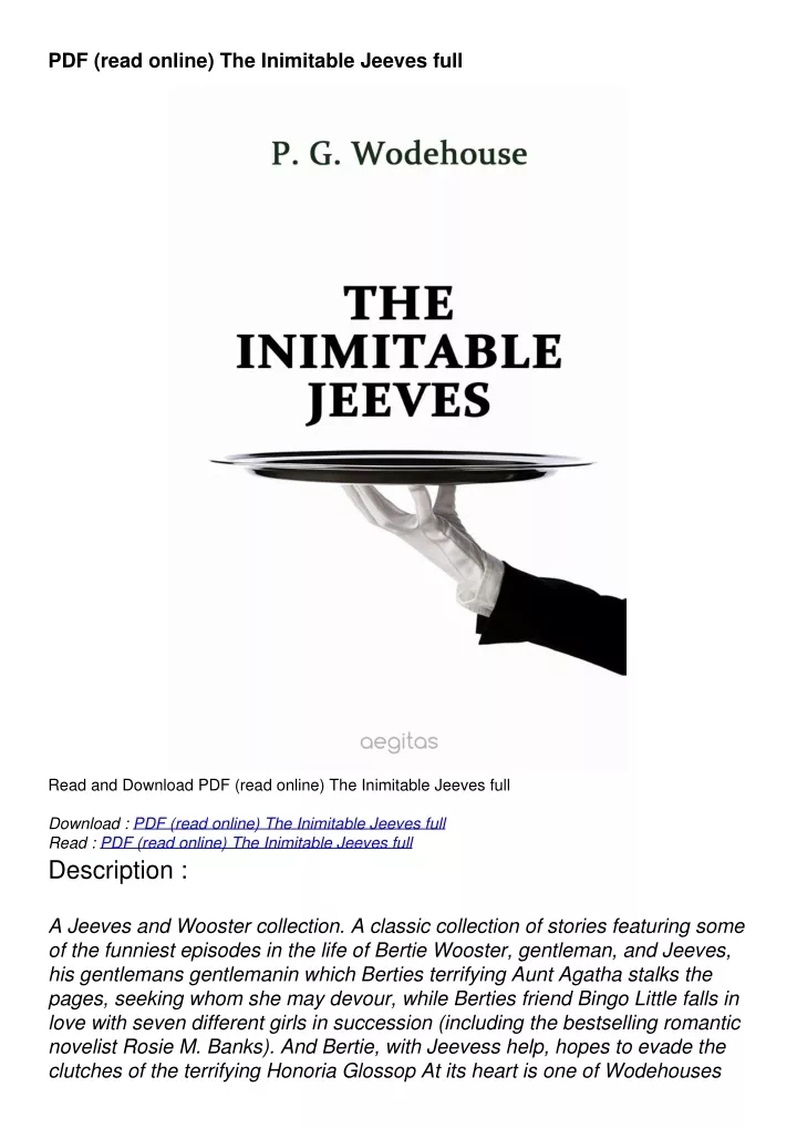 pdf read online the inimitable jeeves full