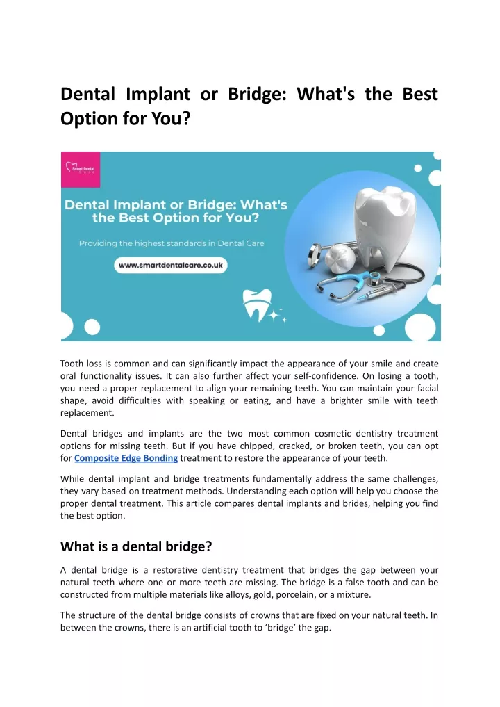 dental implant or bridge what s the best option