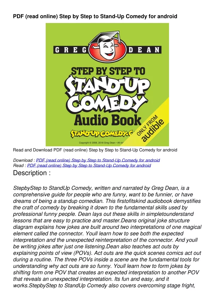 pdf read online step by step to stand up comedy