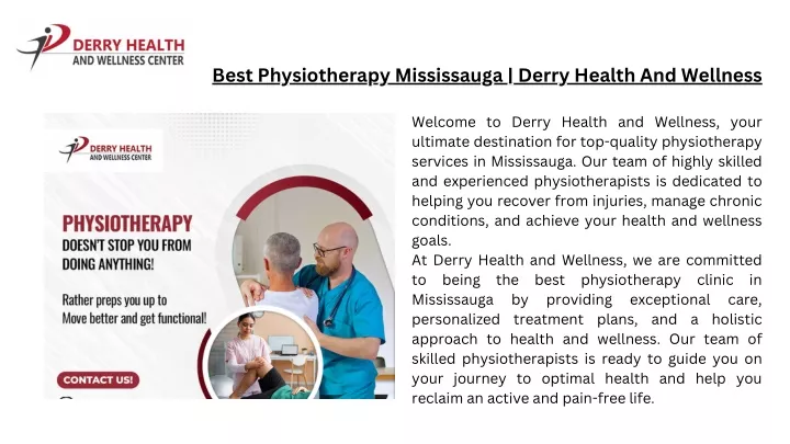 best physiotherapy mississauga derry health
