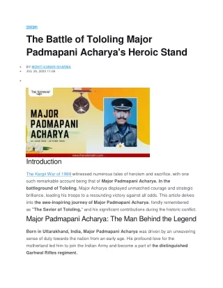 The Battle of Tololing Major Padmapani Acharya's Heroic Stand