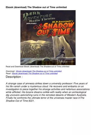 Ebook (download) The Shadow out of Time unlimited