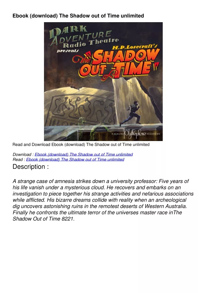 ebook download the shadow out of time unlimited
