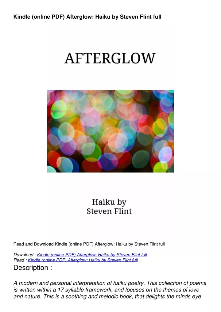 kindle online pdf afterglow haiku by steven flint