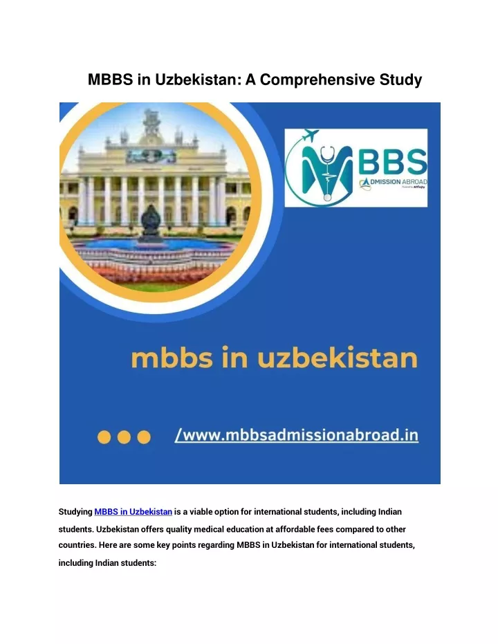 mbbs in uzbekistan a comprehensive study