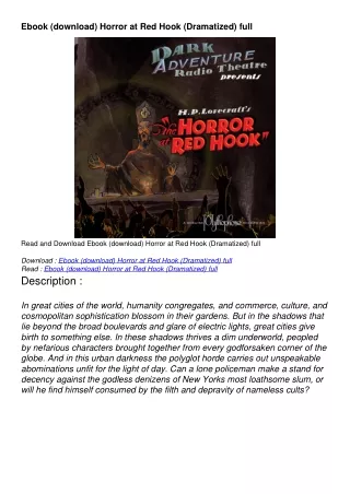 Ebook (download) Horror at Red Hook (Dramatized) full