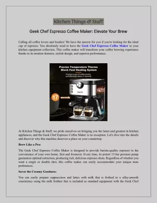 Geek Chef Espresso Coffee Maker Elevate Your Brew