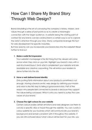 how can i share my brand story through web design