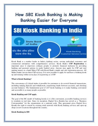 How SBI Kiosk Banking is Making Banking Easier for Everyone