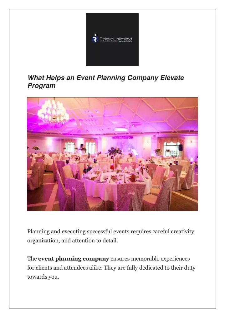 what helps an event planning company elevate