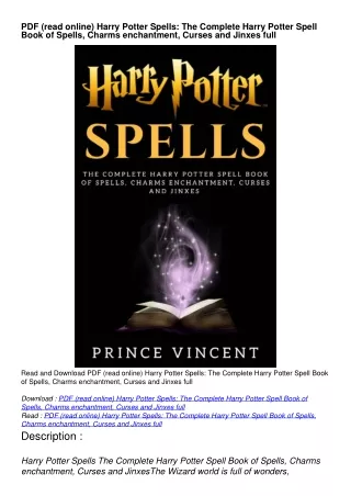 PDF (read online) Harry Potter Spells: The Complete Harry Potter Spell Book of Spells, Charms enchantment, Curses and Ji