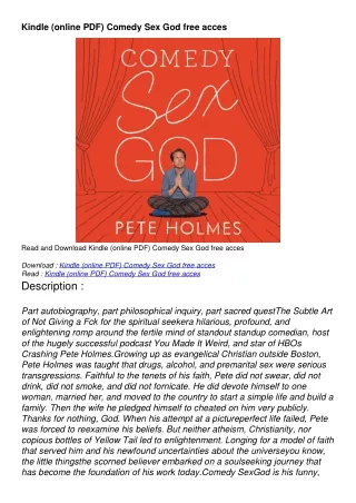 Kindle (online PDF) Comedy Sex God free acces