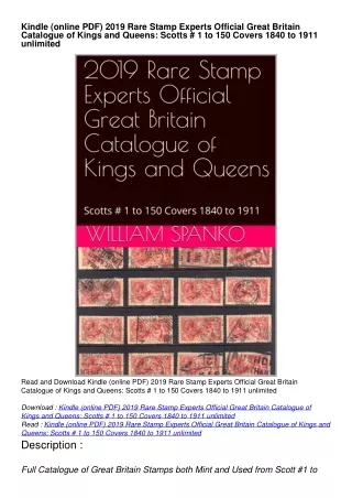 Kindle (online PDF) 2019 Rare Stamp Experts Official Great Britain Catalogue of Kings and Queens: Scotts # 1 to 150 Cove