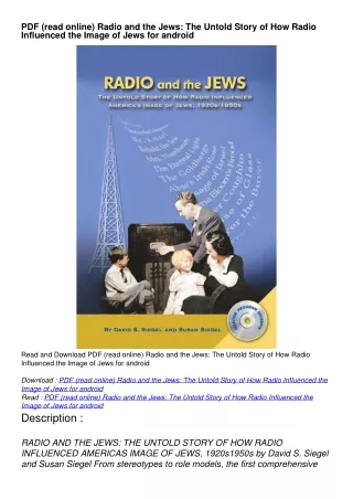 PDF (read online) Radio and the Jews: The Untold Story of How Radio Influenced the Image of Jews for android