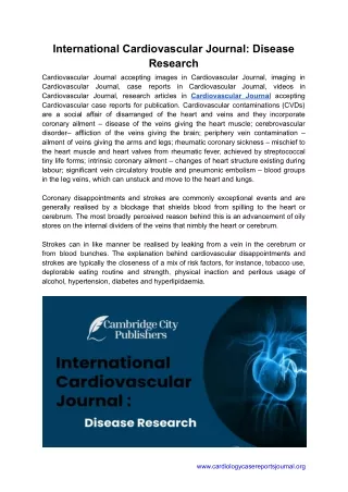 International Cardiovascular Journal Disease Research