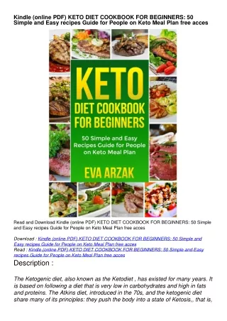 Kindle (online PDF) KETO DIET COOKBOOK FOR BEGINNERS: 50 Simple and Easy recipes Guide for People on Keto Meal Plan free