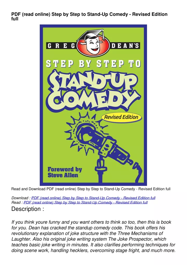 pdf read online step by step to stand up comedy