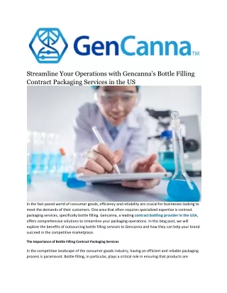Gencanna's Bottle Filling Contract Packaging Services in the US