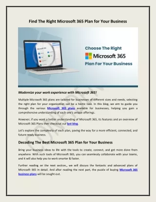 find the right microsoft 365 plan for your
