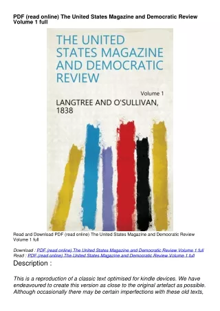PDF (read online) The United States Magazine and Democratic Review Volume 1 full