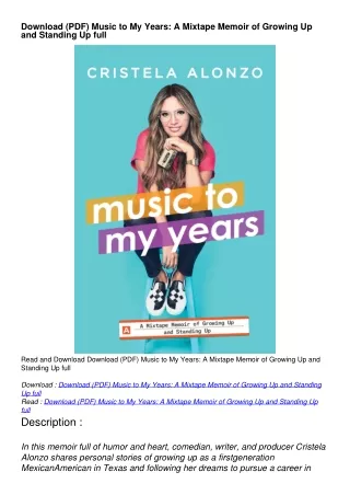Download (PDF) Music to My Years: A Mixtape Memoir of Growing Up and Standing Up full