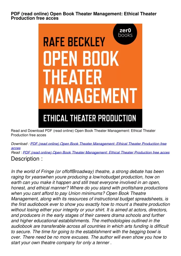 pdf read online open book theater management