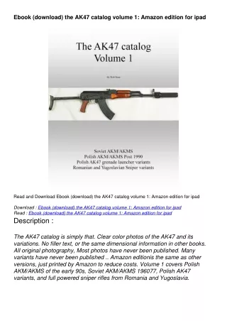 Ebook (download) the AK47 catalog volume 1: Amazon edition for ipad