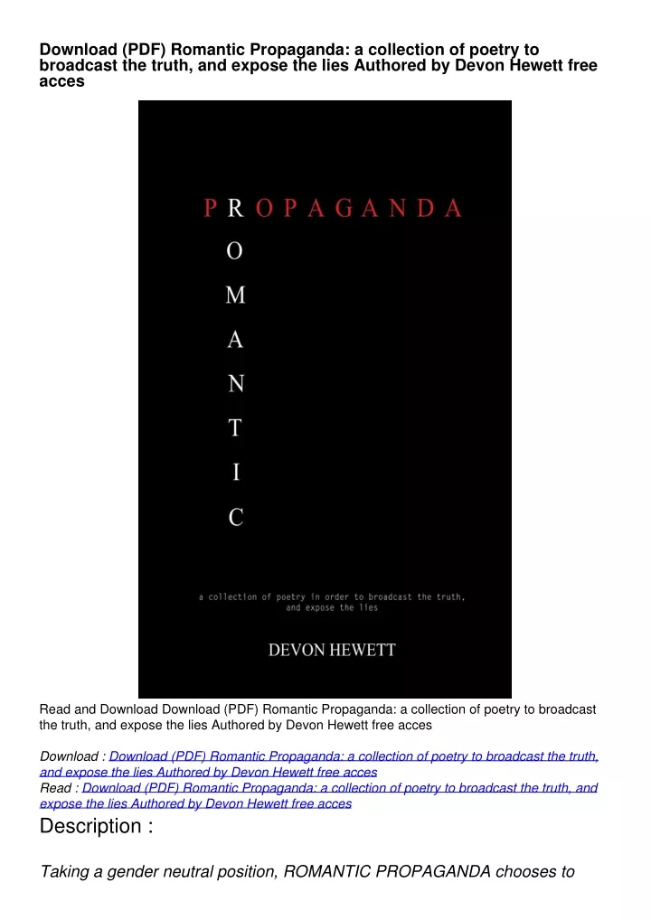 download pdf romantic propaganda a collection